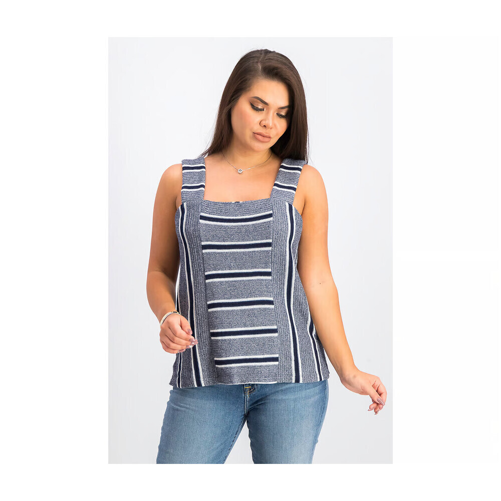 TWO BY VINCE CAMUTO $95 Womens New Navy Striped Sleeveless Sweater Tank M